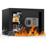 Diyife 16L Digital Home Safe Box with Keys- Upgraded 3 Anti-Theft Bolts, 9KG Heavy Duty SPCC Steel Money Safe with Alarm & Light, Dual Opening, Removable Shelf, Wall Mounting for Home/Office/Hotel