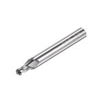 sourcing map Tapered Ball Nose End Mill, Uncoated Solid Carbide 2 Flute Spiral Milling Cutter, 2mm Radius, 4mm Diameter, 6mm Shank, 45mm Length, 15 Degree Angle