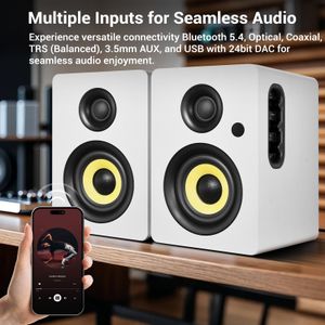 Sanyun SW206 HiFi Bookshelf Speakers – White Stereo Pair