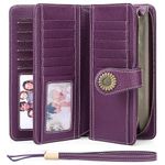 SENDEFN Wallets for Women Leather Credit Card Holder with RFID Blocking Large Capacity Wristlet