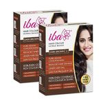 Iba Hair Colour for Women - Dark Brown, 70g (Pack of 2) | 100% Pure Henna Based Powder Sachet | Natural Hair Colour & Long Lasting with Conditioning Formula| Reduced Hair Fall & Hair Damage | Shine & Nourish Hair | Free from Ammonia and Other Harmful Chemicals | Herbal Hair Powder for Hair Colour | Dark Brown Henna