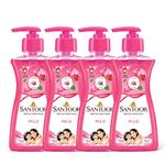 Santoor Mild Gentle Hand Wash 200ml, Pack of 4 with Goodness of Lotus & Tulsi| Rich Lathering Formula with Anti-Bacterial Properties| Soft on Hands| Soothes & Hydrates Skin