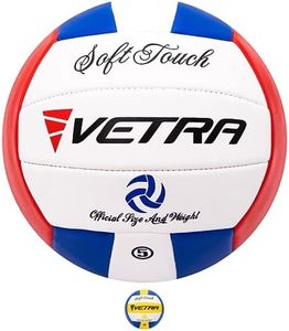 Vetra Volleyball Soft Touch Volley Ball Official Size 5 Outdoor Indoor Beach Gym Game Ball New (Blue/Red/White)