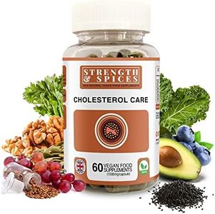 Strength & Spices Cholesterol Care, Cholesterol Lowering Supplements with 15 Powerful Ingredients, Vegan Supplements Rich in Omega 6 and Plant Sterols, Fast-Absorbing Formulation, 1000mg, 60 Capsules