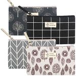 4 Pcs Canvas Cosmetic Bags, Printed Makeup Bags, Portable Travel Make up Toiletry Organizer Storage Beauty Pouch Bags with Zipper for Cosmetics Makeup Women Girls Vacation Travel Bags