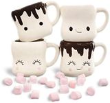 Cute Coffee Mugs set of 4 Marshmallow Shaped Hot Chocolate Cup with Handle - Mini Marshmallows for Hot Chocolate Mugs - Cute Cups For Coffee Hot Chocolate hot cocoa - Funny Coffee Mug Gift