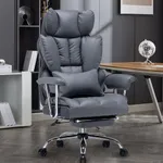 Efomao Desk Office Chair 400LBS, Big High Back PU Leather Computer Chair, Executive Office Chair with Leg Rest and Lumbar Support, Dark Grey Office Chair