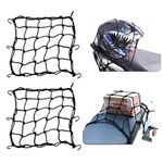 Motorcycle Cargo Net,2 Pcs Helmet Nets Motorbike Luggage Bungee Nets With 6 Pcs Hooks,Luggage Net for Motorcycles Bikes and ATVs,Black 40 cm