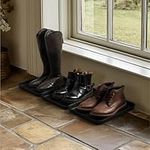 Navaris Set of 3 Shoe Drip Trays - Multi-Purpose Boot Tray for Rain, Winter Boots, Wellies - For Indoor and Outdoor Use in All Seasons - Black, Small