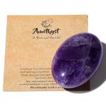 AWARDSEN 2.4" Large Amethyst Crystal Stone Polished Palm Stone Healing Crystals 0.7" Thick Natural Reiki Gemstone Worry Stone Energy Balancing Anxiety Stress Relief Meditation