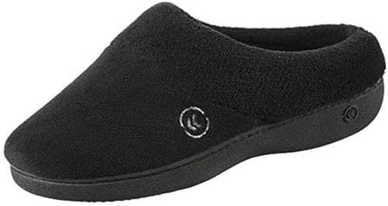 isotoner Women's Classic Hoodback W Memory Foam Slip on Slipper, Black, Numeric_7_Point_5 8