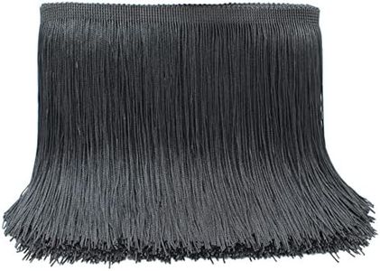 Dortrue 10 Yards of 8" Black Fringe Trim Tassel Sewing Trim for Clothes Accessories Latin Wedding Dress DIY Lamp Shade Decoration