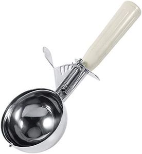 Nikou Ice Cream Scoop, 6.8CM Stainless Steel Cookie Scoop for Ice Cream, with Easy Trigger Release Melon Scoop with Plastic Handle Kitchen Tool (Ivory)