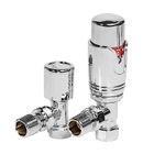 Thermostatic Radiator Valves and Angled Lockshield Valve - Classy and Modern Design 1/2" x 15mm Angled Radiator Valves (Chrome)