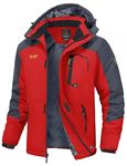 YSENTO Mens Waterproof Ski Winter Jacket Outdoor Warm Windproof Fleece Coats with Hood(Red,XL)