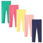 Winzik Girls Leggings, Girls Fashion, Toddler Bottom Stretch Pants Polka Dot Clothes 2-8T (6-7 Years, Polka Dot Green/Red/Yellow/Pink/Dark Blue)