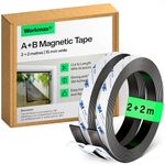 WORKMAX® A+B Magnetic Tape for Fly Screens and Mosquito Nets (2+2 m) | Cut to Fit Magnetic Strip | Magnetic Strips Self-Adhesive | Magnetic Tape Roll with Adhesive Backing