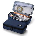 ProCase Pencil Case, Large Capacity Back to School Supplies Students Stationery Pouch Pencil Holder Desk Organizer, Portable Pencil Pouch for School College Office Supplies Teen Adult -Navy