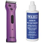 Wahl Canada Arco Purple with Paws, Professional Clipper With Continuous Cordless Operation & Professional Clipper Oil #53315 Lubricates Blades, 118.3 ml (Pack of 1)