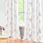 Purple Curtains for Girls Bedroom Aesthetic with Lavender Grey Floral Print 80% Blackout Light Darkening Preppy Black Out Cute Curtains for Kids Room Nursery Teen Girls Room Decor,63 Length 2 Panels