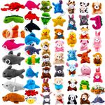 56 Pieces Mini Stuffed Ocean Animal Toys Decoration for Claw Machine Animal Plush Toys Keychain for Boys Girls Themed Parties Valentine's Day Supplies Presents Goody Bags