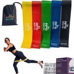 MPH Sports FlexMax Resistance Bands - 5 Skin-Friendly Loop Bands with 5 Resistance Levels - Ideal for Home, Gym, Yoga, Physiotherapy and More - Workout Guide & Carrying Case Included