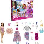 Barbie Doll And Fashion Advent Calendar, 24 Clothing And Accessory Surprises Like Swimsuit, Dress, Hat And Pet Kitten