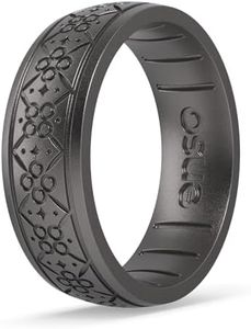 Enso Rings Signature Etched Collection - Classic Etched Silicone Rings - Comfortable and Flexible Design - Mosaic - Platinum - 4
