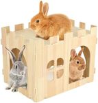 BWOGUE Large Wooden Rabbit House and Hideouts Bunny Castle Detachable Small Animal Play Hideaway Rabbit Hideout Cage Accessories for Indoor Adult Rabbit Guinea Pig Chinchilla Habitat