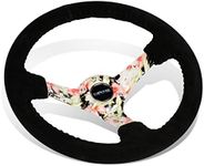 Auto Dynasty NRG Innovations ReinReplacement forced RST-036FL-S 350mm 3Deep Dish Suede Grip Floral Pattern Spoke Steering Wheel