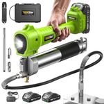 TaskStar Electric Grease Gun with Lock-On Trigger for Effortless Greasing, Cordless Grease Gun Kit, 2 Batteries, 40" Hose & LED Light, 14 oz Capacity for Tractor, Truck & Equipment Maintenance