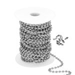PATIKIL 5.0mm x 56ft 304 Stainless Steel Ball Chain, 1 Set Ball Chain Bead with 100 Pcs Matching Connector Clasp for Curtain Blind Pull, Tag Rings, DIY Crafts