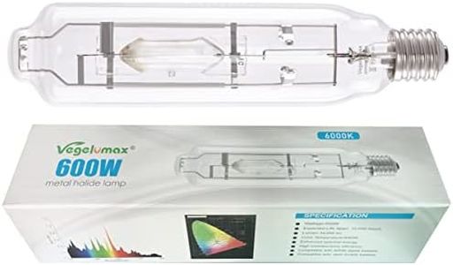 Vegelumax MH 600W Metal Halide Single Ended HID Grow Light Bulb Lamp High PAR Enhanced Blue and Violet Spectrums for Hydroponic Horticulture Vegetative Growth,CCT 6000K,55,000 Lumens,E39 Base