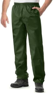 iCreek Men's Rain Pants Waterproof Breathable Lightweight Rain Over Pants (Army Green, 4X/30 Inseam)