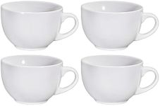 Bruntmor 24 oz White Coffee Mugs Set of 4 - Large Ceramic Mug with Handle for Coffee, Tea, Soup, and Cereal - Durable, Microwave, and Dishwasher Safe Soup Cups - Ideal for Hot or Cold Beverages