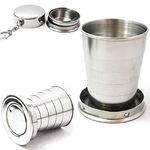 BRIGHTZONE Stainless Steel Folding Glass Travel Mug Cup Glass/Camping Water Glass/Collapsible Shot Glass/Expandable Shot Glass (150 ML)