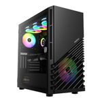 GAMDIAS Gaming PC Case, ATX Mid Tower Computer Case, Side Tempered Glass Swing Door, Pre-Install 2 ARGB Fan, Supports Dual 360 & Vertical GPU, Black