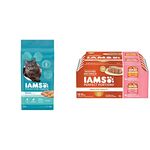 IAMS Proactive Health Dry Cat Food Adult - Indoor Weight & Hairball Care | IAMS Perfect Portions Healthy Wet Cat Food Adult Grain Free Paté