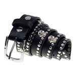 Milwaukee Leather MP7103 Men's Black Studs and Skulls Genuine Leather Belt for Biker with Buckle - 1.5 inches Wide - X-Large