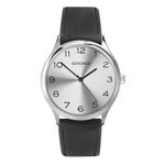 Sekonda Mens Classic Analogue Quartz Watch with Silver Dial and Black Leather Strap 1851