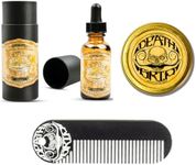 THE VINTAGE GROOMING CO. Death Grip Extra Strong Mustache Wax, Night Fury Mustache Wax Remover Oil, and Comb Set