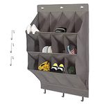 Over the Door Shoe Organizer,12pockets Shoe Hanging Storage for Men Women Kids Shoe Rack, save space Large Pockets Hanging Shoe Storage Bag for bathroom,children's room,Black (Grey, L)