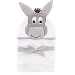 Hudson Baby Unisex Baby Cotton Animal Face Hooded Towel, Happy Donkey, One Size