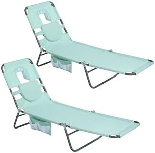 SUNNYFEEL Beach Lounge Chair, Backpack Reclining Beach Chairs Lay Flat, Sun Face Down Tanning Chair, Folding Camping Chairs Portable Camp Cot with Backpack Straps for Outdoor/Picnic/Lawn