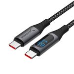 SABRENT USB C to USB C Charging Cable with Smart Display, 2M/6.6FT Long, E-Marker Chip, 100W Charging and 480Mbps Data Transfer Speeds, for Laptops, Smartphones, Tablets (CB-C2C2)