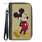 Buckle-Down PU Zip Around Wallet Rectangle Classic Mickey Mouse Standing Pose Yellow, Mickey Mouse, 7.5"x4.5", Casual