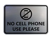 Signs ByLITA Classic Framed No Cell Phone Use Please (Brushed Silver) - Large