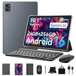 KINGRID T20 10.1" Android Tablet, Massive 256GB ROM, Up to 24GB RAM, Octa-Core CPU, HD IPS Display, Tablet for Family Holidays & Streaming, Built-in GPS, 5G WiFi, Dual Camera, BT 5.0