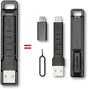 Lever Gear CableKit - Keychain USB C Cable Kit for Android Phones - Includes Micro USB Adapter, Short USB C Cable, Carry Case and SIM Tool. Tiny USB C Keychain Cable (Micro-B Adapter, Single)