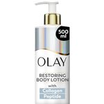 Olay Collagen Peptide Restoring Body Lotion, 24HR Moisturising Cream Body Skin Care, Improves Elasticity, Collagen Peptide Vitamin B3 and Glycerin, Visibly Moisturised Skin, No Greasy Residue, 500ml